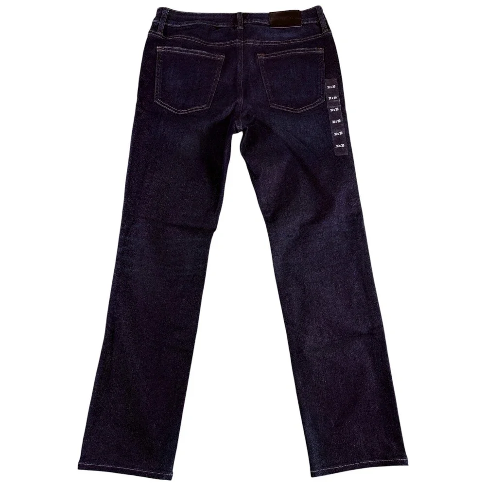 Express Jeans Mens 31x30 Blue Denim Whiskering Hyper Stretch Slim Straight Leg
